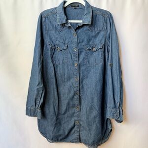 Timing Women’s Classic Blue Button-Up Denim Shirt Dress, Medium
